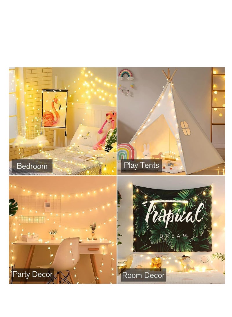 20 مصباح LED على شكل نجمة بطول 3 أمتار، أضواء عيد الميلاد الخيالية تعمل بالبطارية للاستخدام الداخلي والخارجي، والحفلات، وحفلات الزفاف والعطلات، أبيض دافئ (C-3M-20LEDs) - Image 4