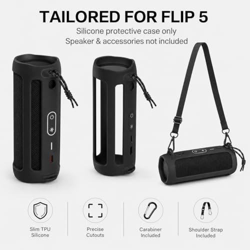 PAIYULE Silicone Case Compatible for FLIP 5 Portable Bluetooth Speaker Gel Soft Skin Cover Rubber Case Travel Carry Pouch with Strap Not for Flip 6 Speaker not Included - Image 3