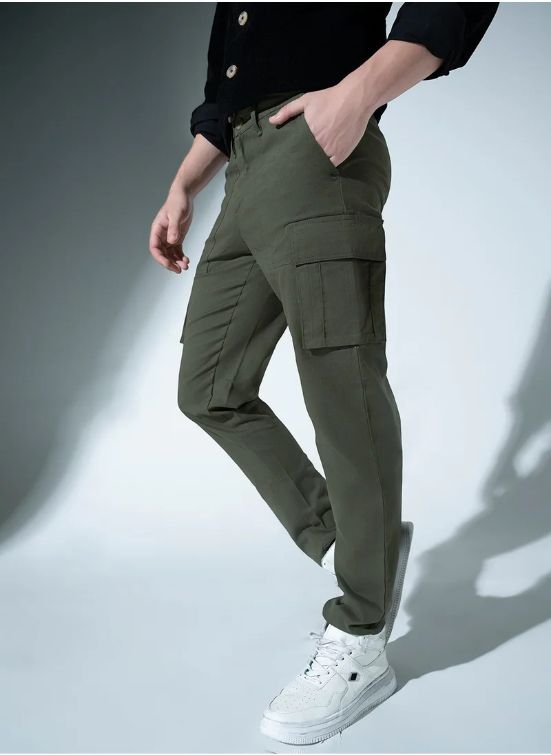 Hubberholme Smart Slim Fit Easy Wash Cargo Trousers for Men