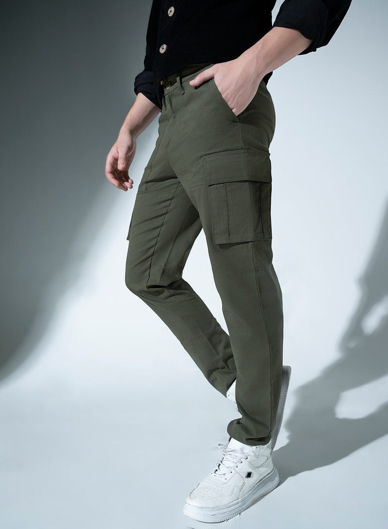 Hubberholme Smart Slim Fit Easy Wash Cargo Trousers for Men - Image 2