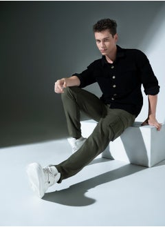 Hubberholme Smart Slim Fit Easy Wash Cargo Trousers for Men  - Image 3