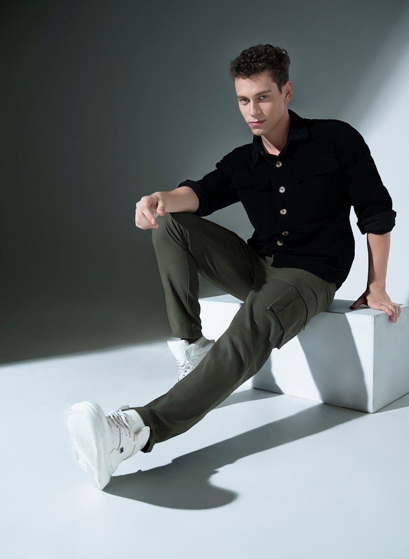 Hubberholme Smart Slim Fit Easy Wash Cargo Trousers for Men - Image 3