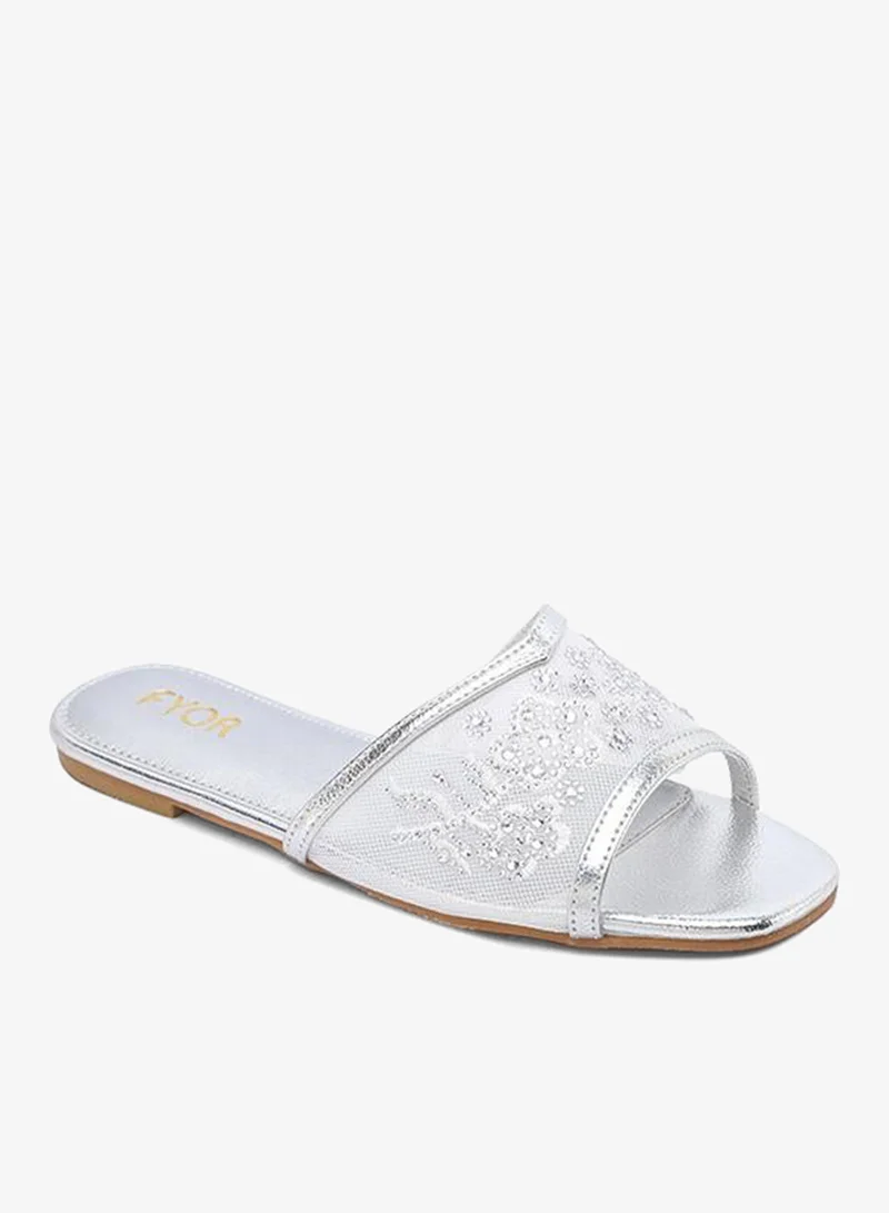 FYOR Mesh Floral Embellished Flat Sandal MY 381