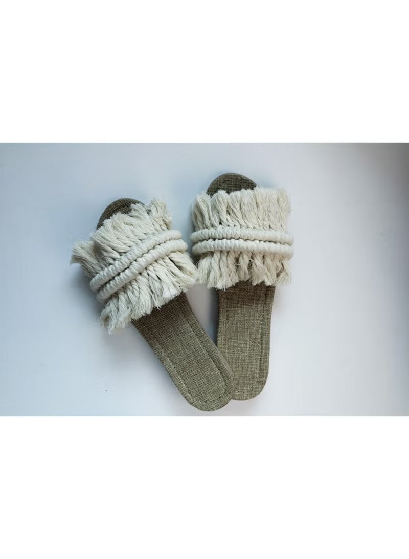 انتيكيانو سليبر مكرمي – تصميم بوهيمي يدوي من القطن – المقاسات 39 - Image 1