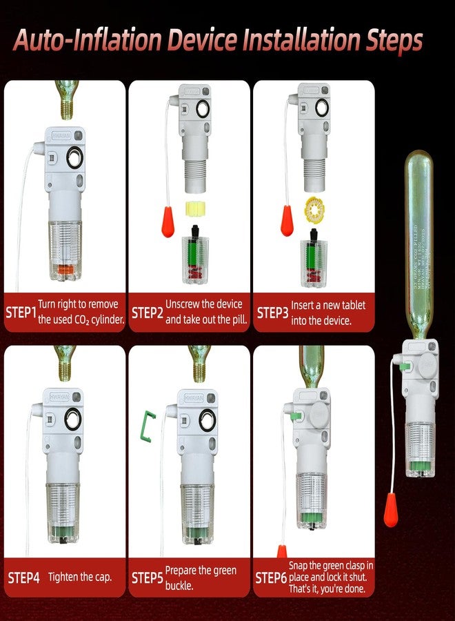 HWAYAN 33g CO2 Rearming Kit Cylinder for Auto/Manual Inflatable Life Jacket - Image 4