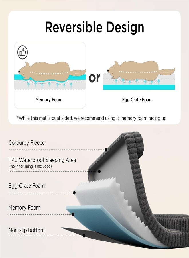 بيد شور سرير Bedsure الطبي للكلاب، سرير مقاوم للماء من إسفنج الذاكرة مع جوانب، قاعدة مانعة للانزلاق، وأريكة كبيرة للحيوانات الأليفة من إسفنج البيض مع غطاء مخملي قابل للغسل والإزالة، لون كريمي - Image 4