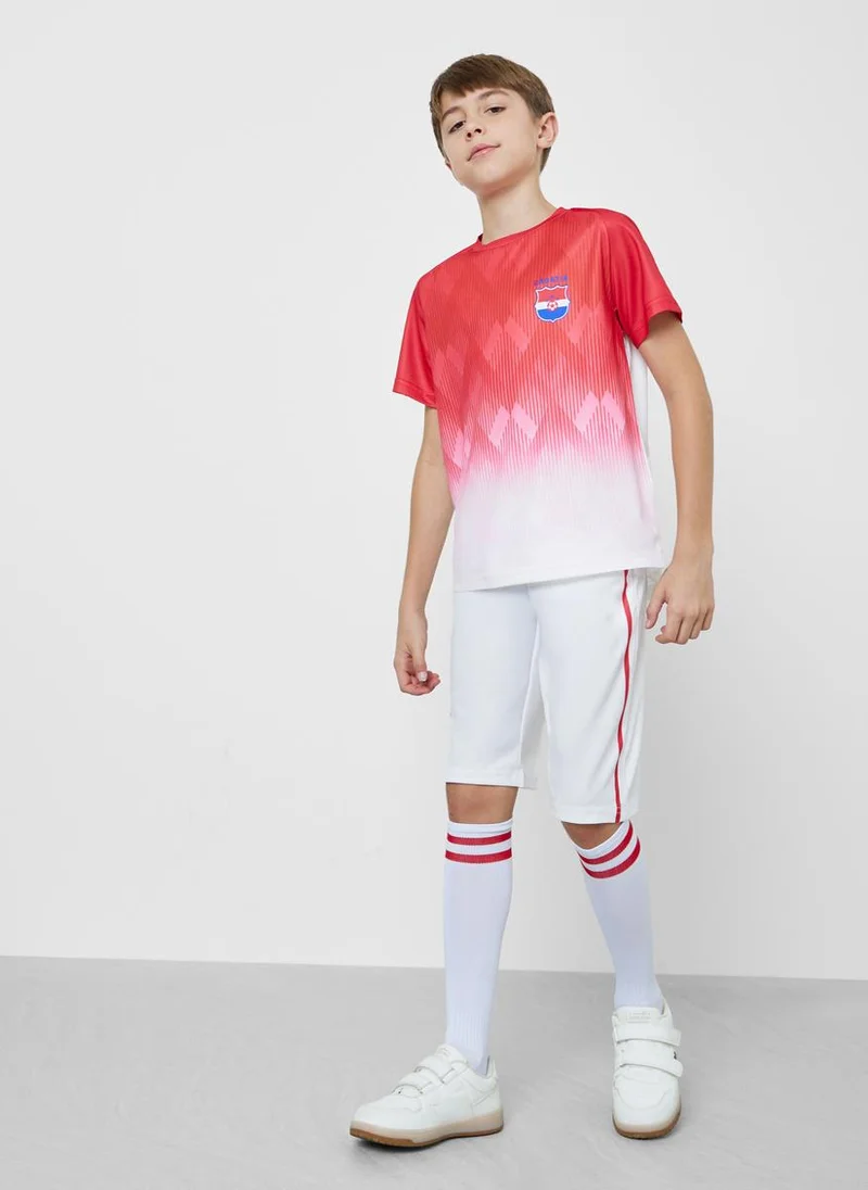 Styli Teens Croatia Print Jersey T-Shirt and Shorts FIFA Football Set