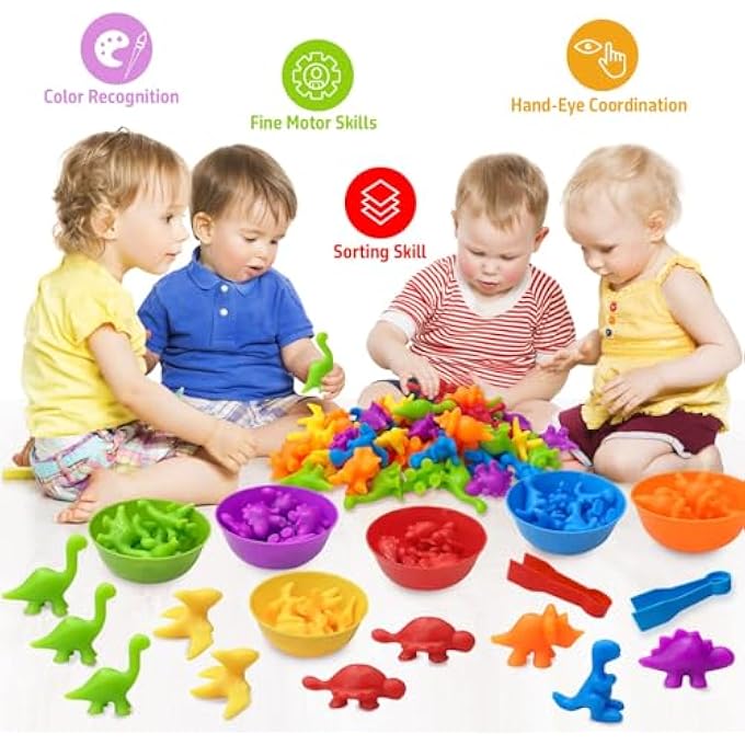 ألعاب للأطفال من 3-5 سنوات للأولاد والبنات، ألعاب الديناصورات التعليمية للعد، ألعاب فرز والتعرف على الأرقام، ألعاب تعلم الرياضيات المبكرة للأطفال في مرحلة ما قبل المدرسة هدايا للأولاد والبنات - Image 5