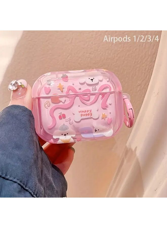 Pink Puppy Airpods 1 2 غطاء أذن شفاف خفيف الوزن واقي ناعم - Image 1