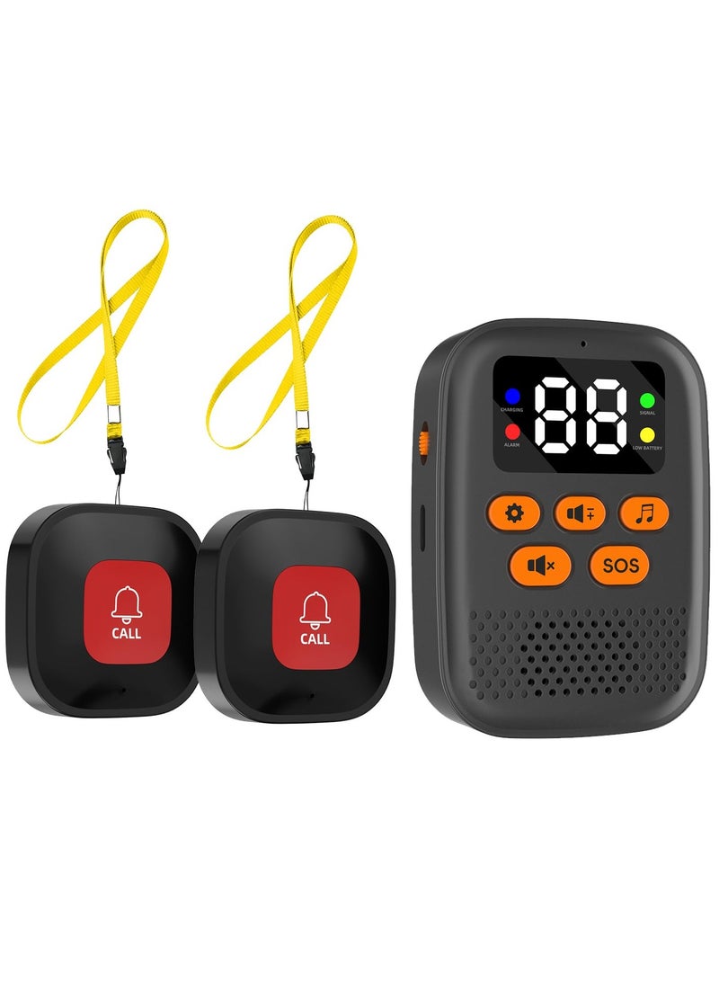 XiuWoo Panic Button, Wireless Caregiver Call Button for Elderly at Home, Caregiver Pager for Elderly Monitoring with Vibration, LED Display, Mute, Alert Button for Seniors at Home - Image 1