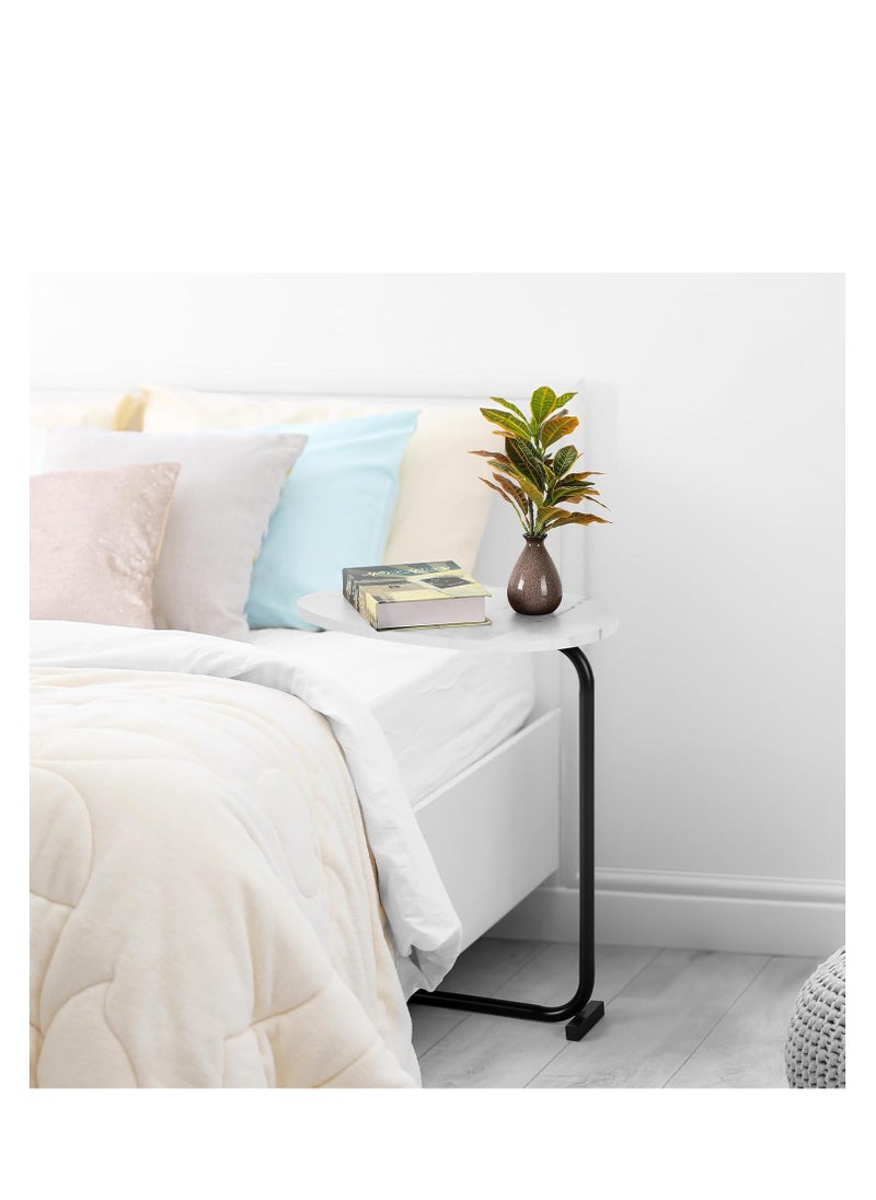 Y&D - Small Side Table C Shaped End Table for Sofa and Bed, TV Tray Table with Metal Frame for Couch, Living Room, Bedroom - Image 1
