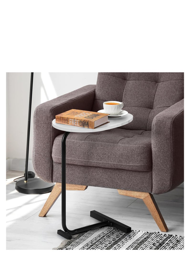 Y&D - Small Side Table C Shaped End Table for Sofa and Bed, TV Tray Table with Metal Frame for Couch, Living Room, Bedroom - Image 1