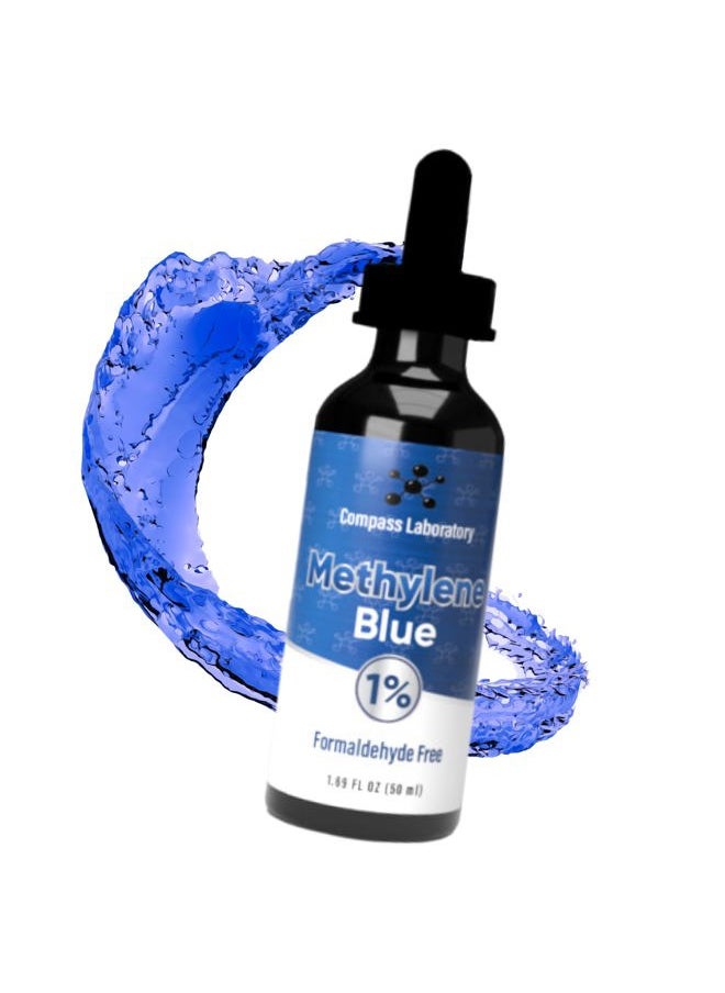 COMPASS LABORATORY Methylene Blue Pharmaceutical Grade, USP Grade, Third-Party Tested Brain Health Dietary Supplement for Humans, No Formaldehyde, Made in USA (1% 50ml Bottle)  - Image 1