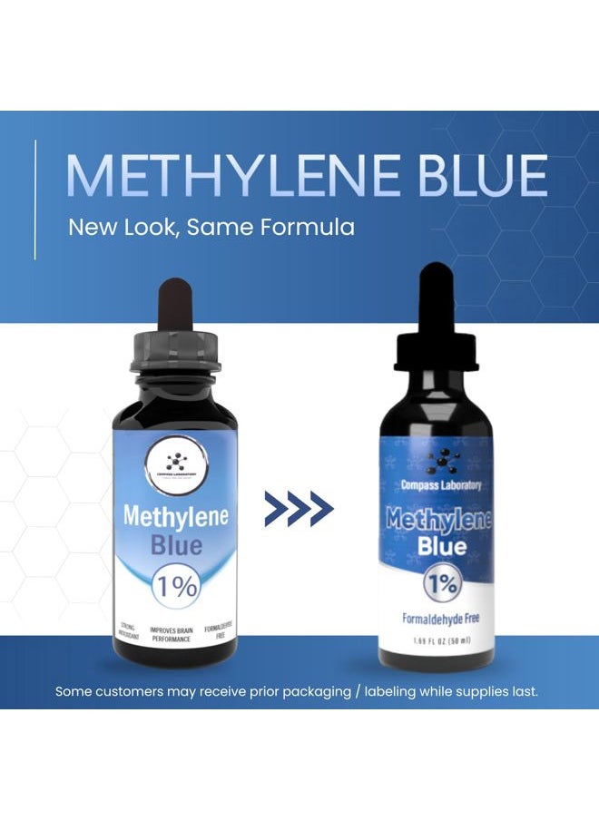 COMPASS LABORATORY Methylene Blue Pharmaceutical Grade, USP Grade, Third-Party Tested Brain Health Dietary Supplement for Humans, No Formaldehyde, Made in USA (1% 50ml Bottle)  - Image 2