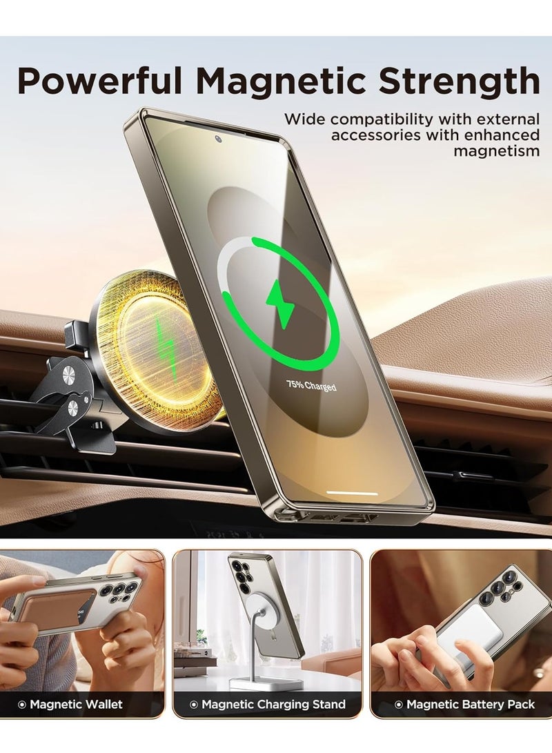 BORTONY Samsung Galaxy S25 Ultra Case Cover Compatible with Wireless Charging Full Camera Protection with Screen Protector Shockproof Plating Magnetic Phone Cover for Galaxy S25 Ultra 6.9 Inch - Image 3