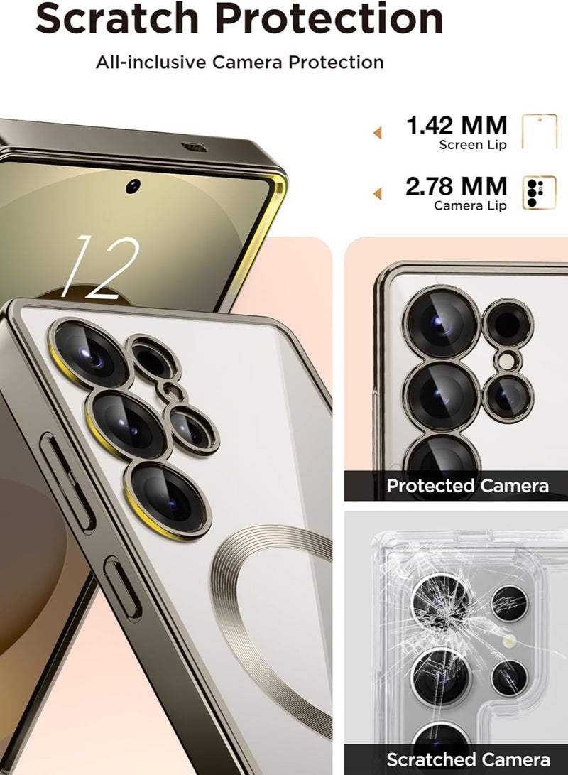 BORTONY Samsung Galaxy S25 Ultra Case Cover Compatible with Wireless Charging Full Camera Protection with Screen Protector Shockproof Plating Magnetic Phone Cover for Galaxy S25 Ultra 6.9 Inch - Image 4