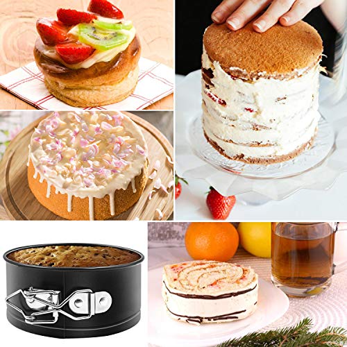 MASSUGAR Springform Pan 4 Pack 4-Inch Mini Cake Pan with 50 Pcs Parchment Paper Liners, Nonstick Leakproof Cheesecake Pan for Mini Cheesecakes Pizzas and Quiches - Image 5