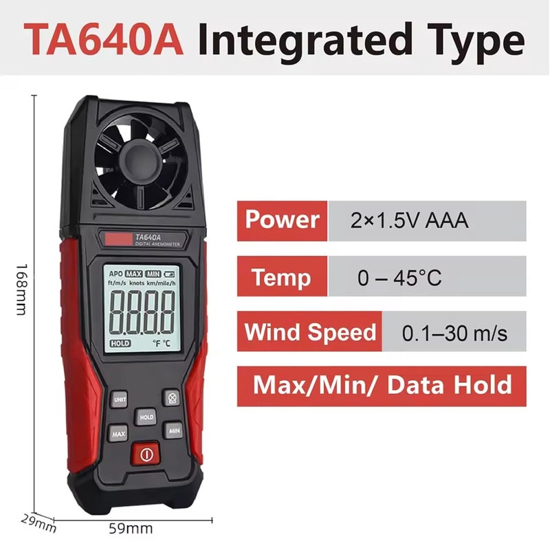 TA640A مقياس سرعة الرياح عالي الدقة من نوع USB قابل للفصل - Image 3