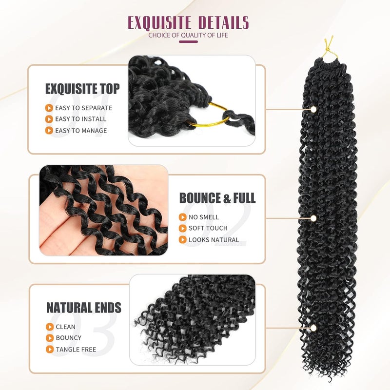 Dansama 7 Packs Passion Twist Hair Water Wave Braiding Hair for Butterfly Style Crochet Braids Bohemian Hair Extensions (22inch (Pack of 7), #1B) - Image 4