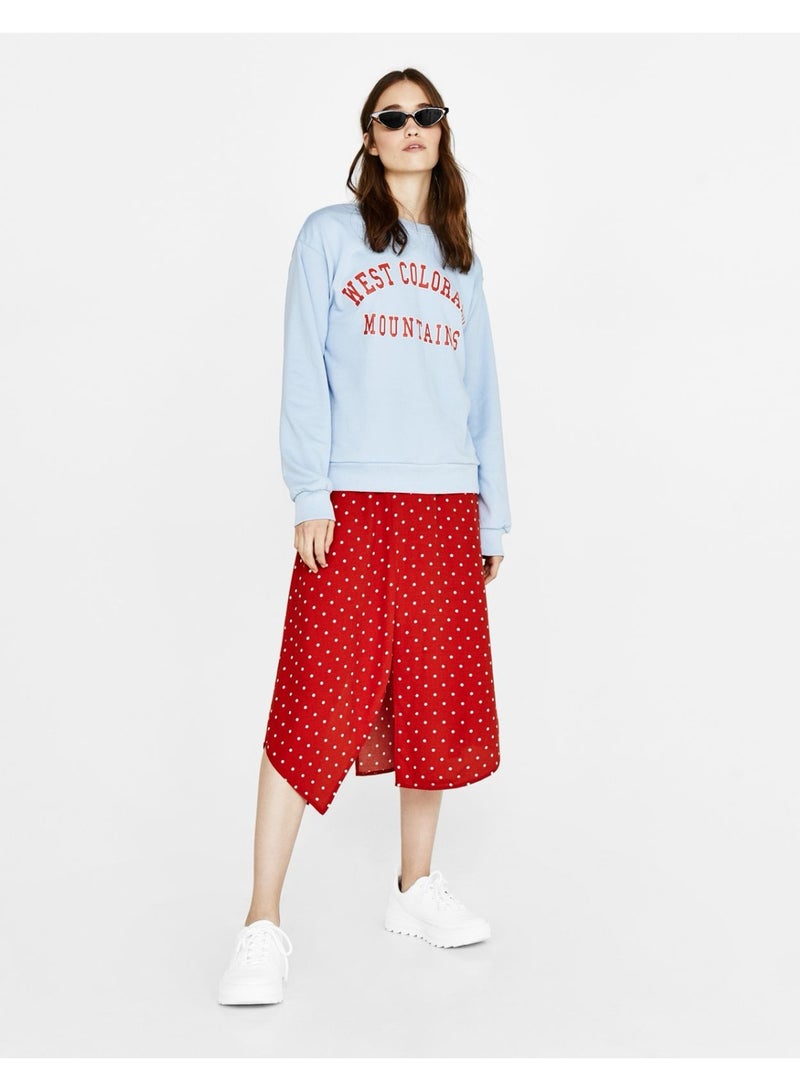 LOUD UNIVERSE Women’s Light Blue Sweatshirt – “West Colorado Mountains” Graphic Crewneck Pullover - Image 1