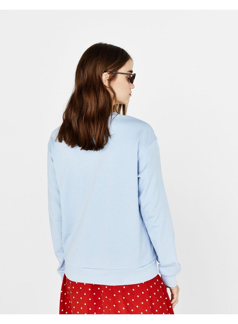 LOUD UNIVERSE Women’s Light Blue Sweatshirt – “West Colorado Mountains” Graphic Crewneck Pullover - Image 4