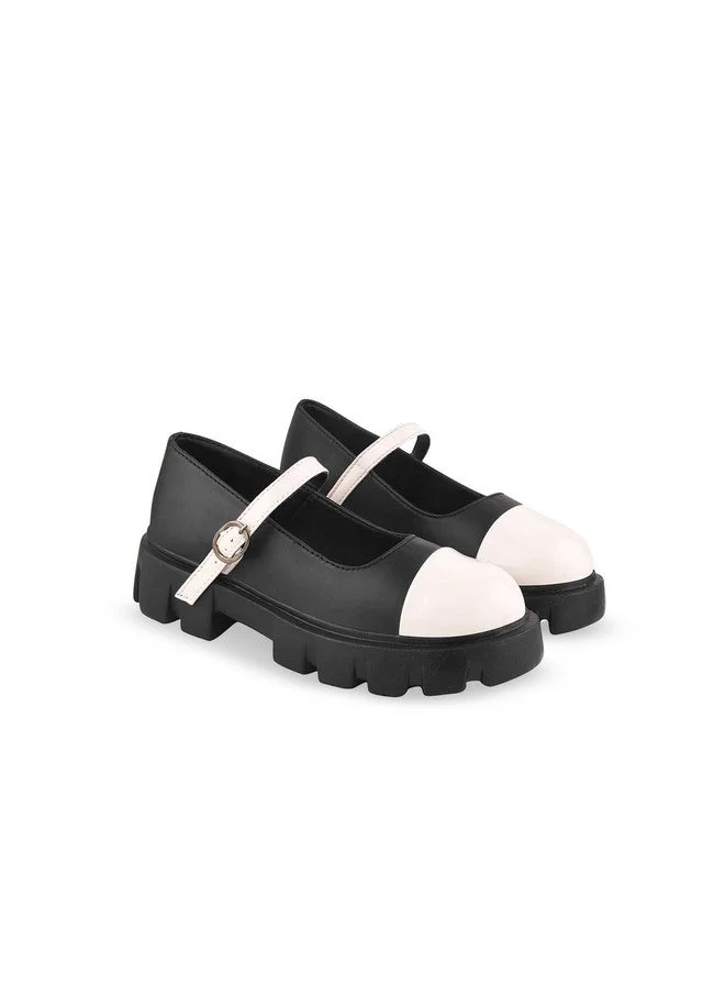 شوتوبيا Shoetopia Women’s Chunky Mary Jane Belly –  &  block Flats with Strap – Stylish Round Toe Platform Shoes for Casual & Street Style-