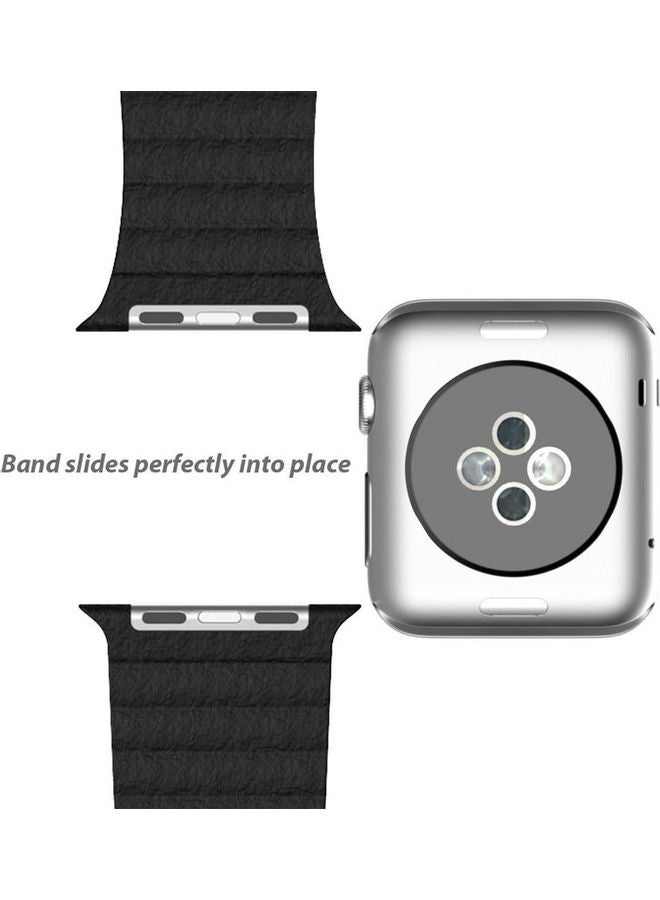 NIBEMINENT Leather Loop For Apple Smart Watch With Magnet Black  - Image 5