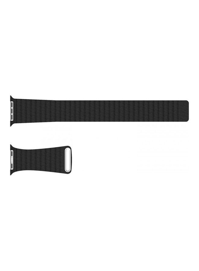 NIBEMINENT Leather Loop For Apple Smart Watch With Magnet Black  - Image 4