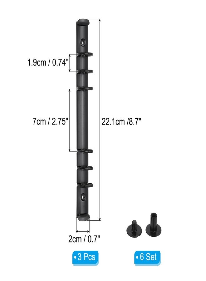 باتيكيل آليات تجليد حلقي من باتيكيل A5 بستة ثقوب، 3 مجموعات استبدال لأغلفة المجلدات، أسود - Image 2
