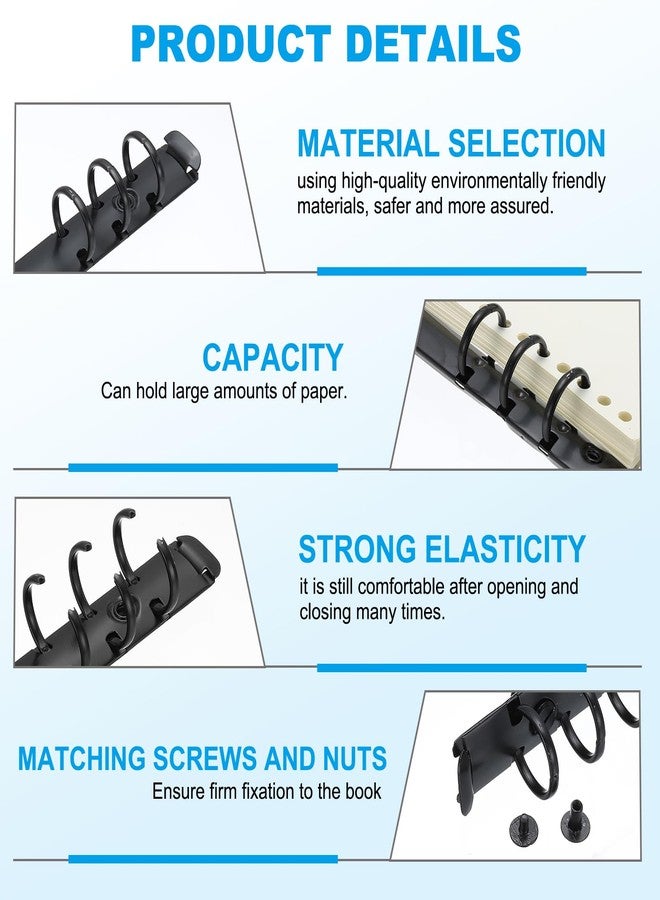 باتيكيل آليات تجليد حلقي من باتيكيل A5 بستة ثقوب، 3 مجموعات استبدال لأغلفة المجلدات، أسود - Image 3