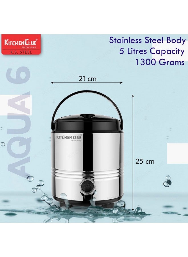 KITCHEN CLUE Stainless Steel Thermos/Water Container with Tap (5 Liter) Cool Drinking Water Dispenser for Office Home KitchenI PU Insulated Water Jug I Easy to Carry Handle I Easy to Clean & Maintain - Image 4