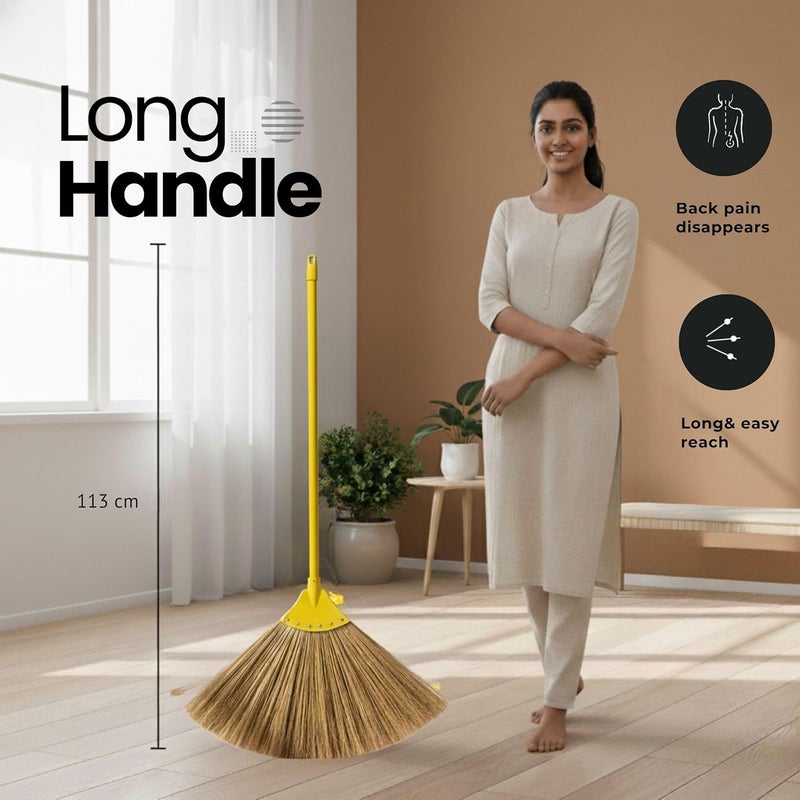 MS DIAMOND Burma Broom, Less Dust, LongHandle Wooden Broomstick Jhadu for Home Cleaning (1) - Image 4