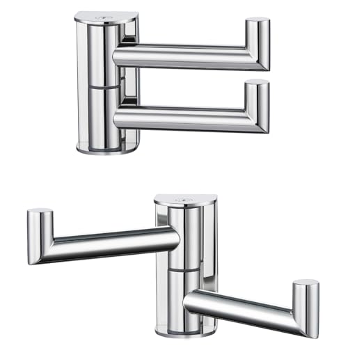 Angle Simple Swivel Hook for Towel Polished Chrome 2 Pack 304 Stainless Steel Bathroom Towel Double Hook for Wall - Image 1
