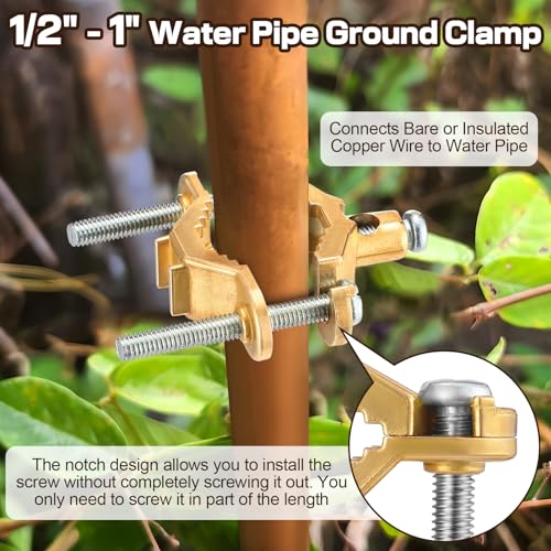 Feekoon Ground Clamp, Copper Alloy Wire Pipe Ground Clamp for Bonding Wire to Water Pipe or Steel(6 Pack,1/2" to 1") - Image 4