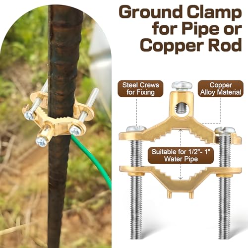 Feekoon Ground Clamp, Copper Alloy Wire Pipe Ground Clamp for Bonding Wire to Water Pipe or Steel(6 Pack,1/2" to 1") - Image 5