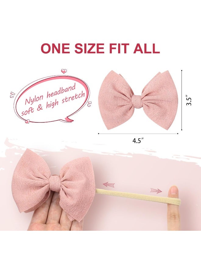 YanJie YanJie Baby Girls Nylon Headbands Newborn Bows Handmade Hair Bows Hairbands Hair Accessories for Newborn Infant Toddlers Kids(4.5 bow 10 pcs)  - Image 2