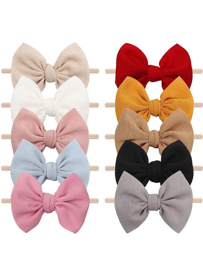 YanJie YanJie Baby Girls Nylon Headbands Newborn Bows Handmade Hair Bows Hairbands Hair Accessories for Newborn Infant Toddlers Kids(4.5 bow 10 pcs)  - Image 1