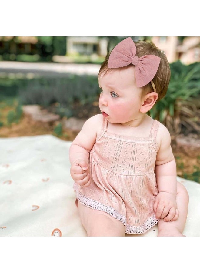 YanJie Baby Girls Nylon Headbands Newborn Bows Handmade Hair Bows Hairbands Hair Accessories for Newborn Infant Toddlers Kids(4.5 bow 10 pcs) - Image 3