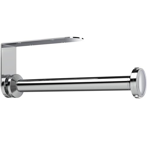 theaoo Paper Towel Holder Under Cabinet, One-Handed Tear Wall Mount Paper Towel Holder Dispenser with Damping Function for Kitchen Organization, Stainless Steel, Self-Adhesive or Drill mounting,Silver - Image 1