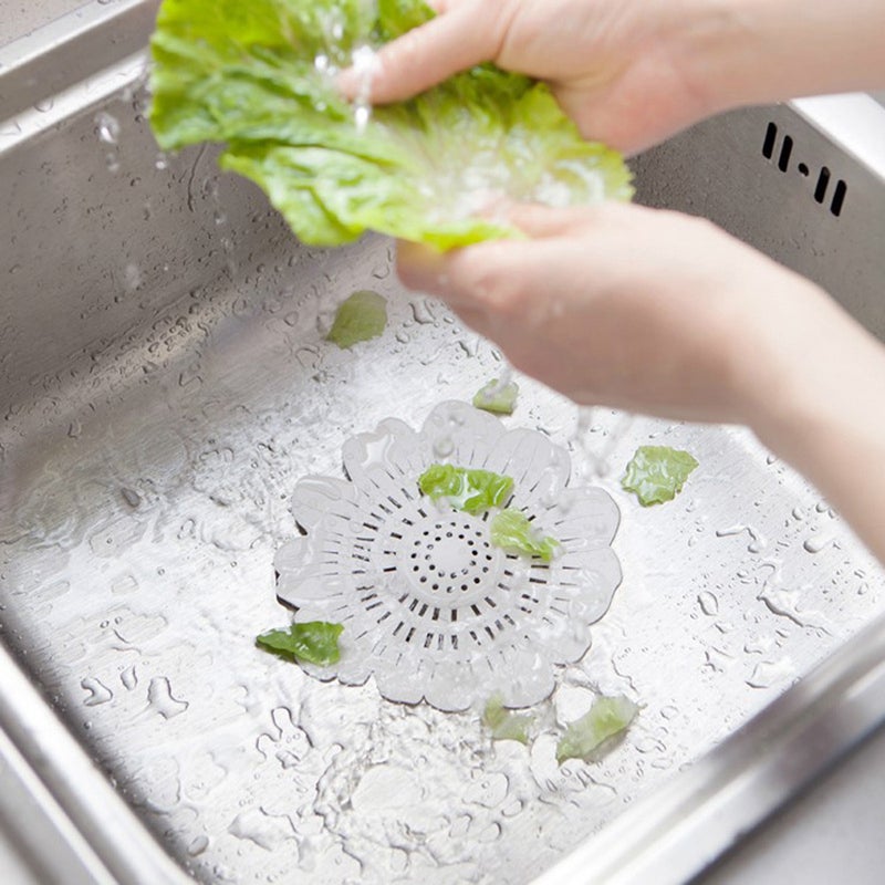 8 pcs Flower Shaped Floor Drain Plug Sink Sewer Water Hair Strainer Cover for Kitchen Bathroom (Random Color) - Image 3