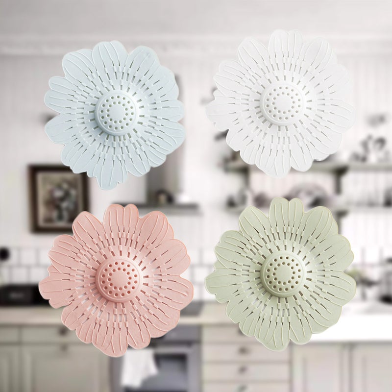 8 pcs Flower Shaped Floor Drain Plug Sink Sewer Water Hair Strainer Cover for Kitchen Bathroom (Random Color) - Image 4