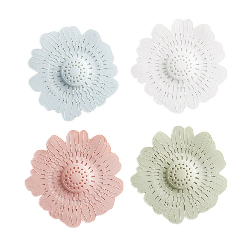 8 pcs Flower Shaped Floor Drain Plug Sink Sewer Water Hair Strainer Cover for Kitchen Bathroom (Random Color) - Image 2