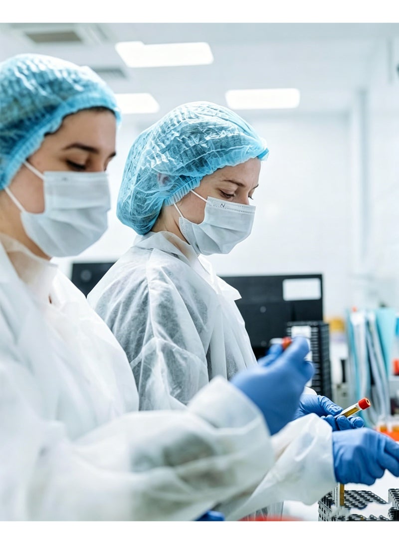 لوكسا 100 قبعة جراحية قابلة للاستخدام مرة واحدة، غطاء شبكي للشعر بمرونة لحماية الرأس من الغبار للخدمة الغذائية والمطبخ، أزرق - Image 5