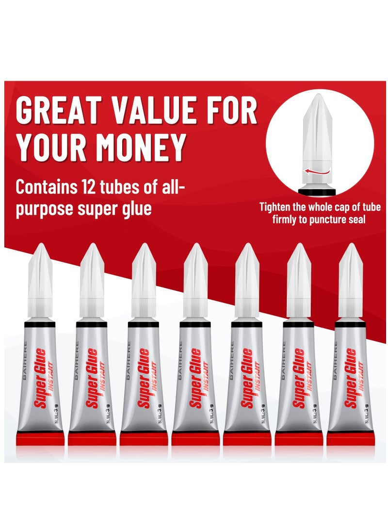 Excefore Super Glue Clear, 24 Pack Strong Adhesive Superglue Gel Fast Drying Instant Cyanoacrylate CA Glue for Plastic, Wood, Metal Stone, Jewelry Beads Making, Phone Ceramic Crafts Repair, 3 Gram Tube  - Image 3