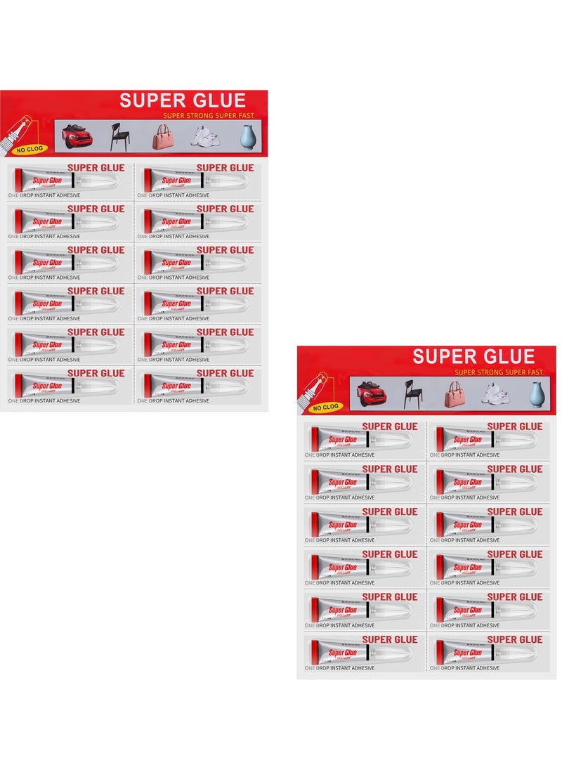Excefore Super Glue Clear, 24 Pack Strong Adhesive Superglue Gel Fast Drying Instant Cyanoacrylate CA Glue for Plastic, Wood, Metal Stone, Jewelry Beads Making, Phone Ceramic Crafts Repair, 3 Gram Tube  - Image 1