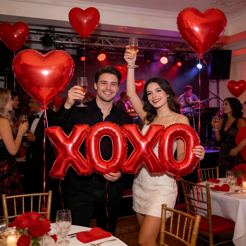 BBPOOL 6pcs XOXO Red Heart Balloons,16in XOXO Letters Red Heart Valentine's Foil Balloon for Valentine's Day Party Wedding Party Decorations - Image 3