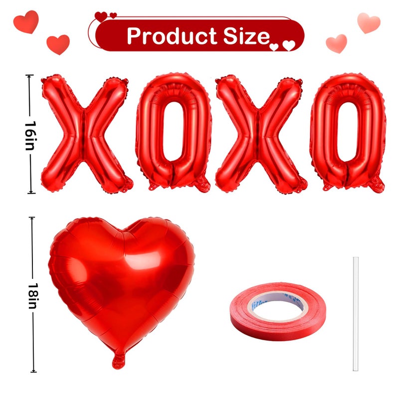 BBPOOL 6pcs XOXO Red Heart Balloons,16in XOXO Letters Red Heart Valentine's Foil Balloon for Valentine's Day Party Wedding Party Decorations - Image 2