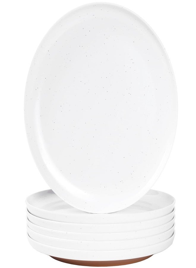 Webbylee Melamine Dessert Plates Set of 6-7.56" Serving Durable Dishes Perfect for Kitchen Outdoor Use,Durable Small Plates for Salad-White & Brown - Image 1
