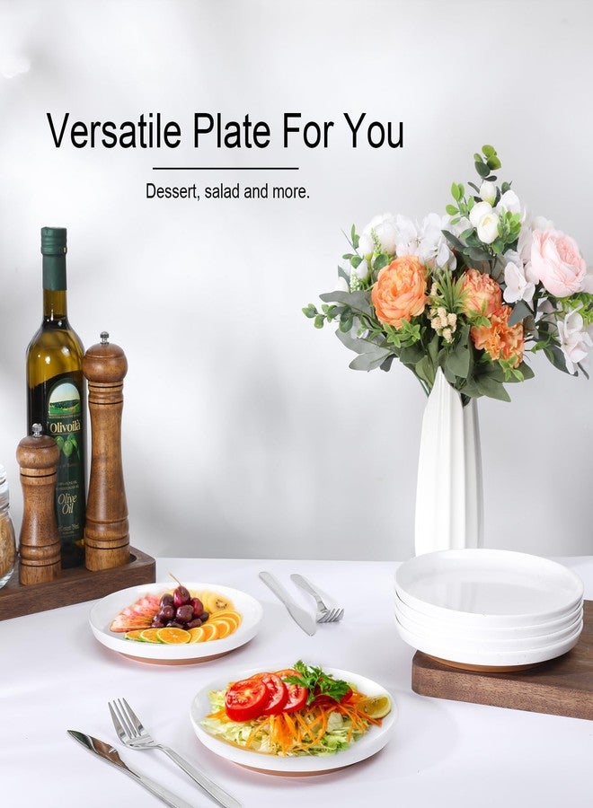 Webbylee Melamine Dessert Plates Set of 6-7.56" Serving Durable Dishes Perfect for Kitchen Outdoor Use,Durable Small Plates for Salad-White & Brown - Image 5