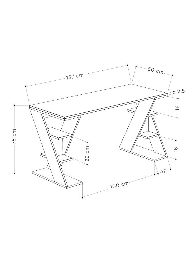Mourah Home Papillon Working Table With Storage - White/Dark Grey  - 2 Years Warranty - Image 3